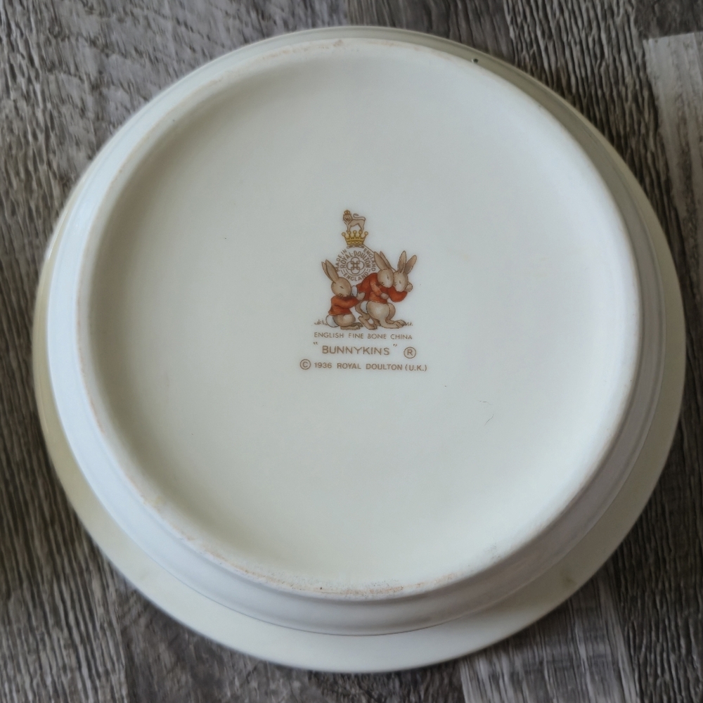 Royal Doulton Bunnykins Bowls Set 2 Vintage Fine Bone China English Kids 1980s - Picture 6 of 16